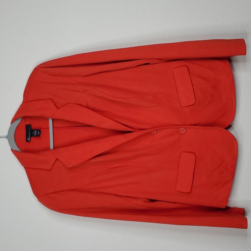Lane Bryant Ponte Blazer Unlined Red Faux Pockets Stretch Career Womens 18